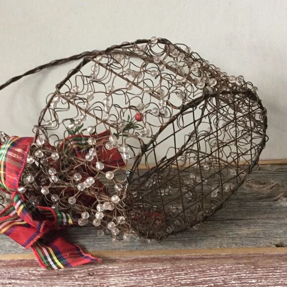 Reindeer Christmas oval basket with handle gift basket decor decoration rustic - Picture 5 of 6